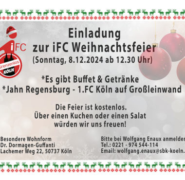 Einladung für unsere Mitglieder zur iFC-Weihnachtsfeier